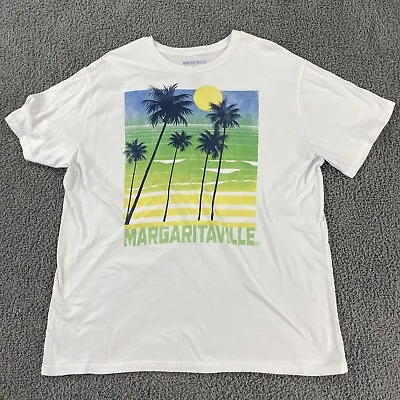 Margaritaville Shirt Mens 2XL White Short Sleeve Crew Island Sunset Sunrise • $8.99