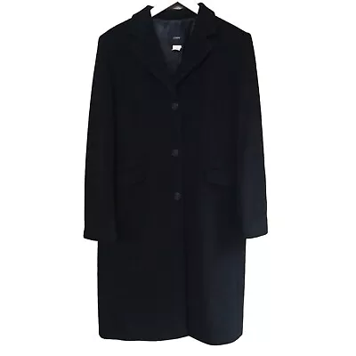 J. Crew Womens Size 12 Black Wool Cashmere Blend Full Length Button Up Over Coat • $40