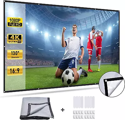 Xcellent Global 130 Inch Projector Screen 16:9 HD Foldable Anti-Crease Anti-Lig • $55.99