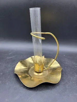 Vintage Artistic Mfg Brass Candle Stick Holder Pr Test Tube Bud Vase 4” X 5” • $15