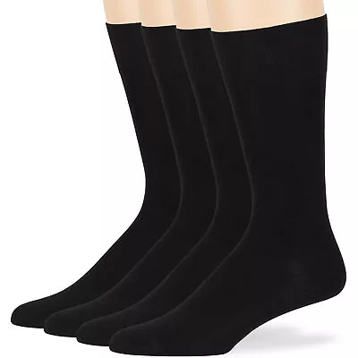 Men Bamboo Seamless 4 Pack Dress Thin Soft Antibacterial Socks Medium 9-11 Black • $20.99