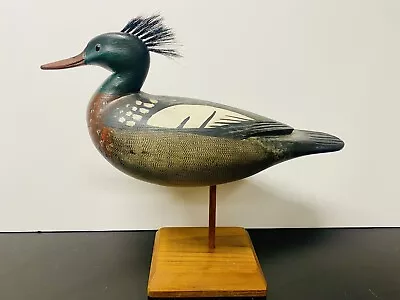 Carved  Red-breasted Merganser Duck Decoy By Ken Kirby Signed 2009 Glass Eyes • $375