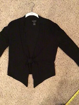 White House Black Market Shrug Cardigan Tie Front 3/4 Sleeve Black Size S • $14