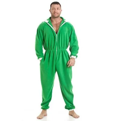 Camille Mens All In One - Green Soft Hooded One Piece | Fleece - Up To 4XL • £45.99