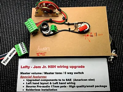 LEFTY- Ibanez Jem Jr.  Solderless HSH Wiring Upgrade! • $134