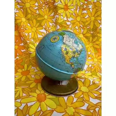 Vintage Ohio Art Tin Globe Coin Bank • $18