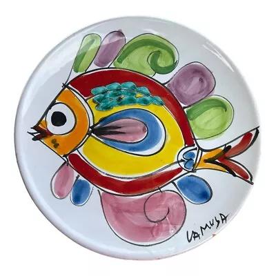 *AS IS* Camusa Fish Italian Pottery Vibrant Hand Painted Dinner Plate • $15