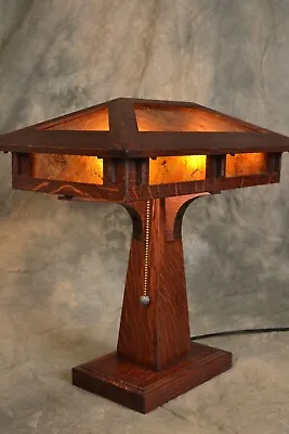 Mission Arts And Crafts Style Mica Desk Lamp • $589