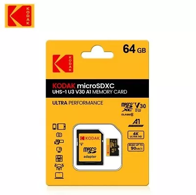 Kodak 64gb Micro SDXC Card. U3 V30 A1 SD CARD CLASS 10 UK NOT 32GB 128GB • £5.49