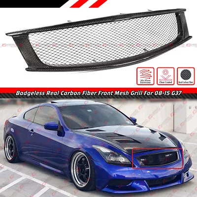 For 2008-15 Infiniti G37 Q60 2dr Coupe Real Carbon Fiber Front Mesh Grill Grille • $129.99