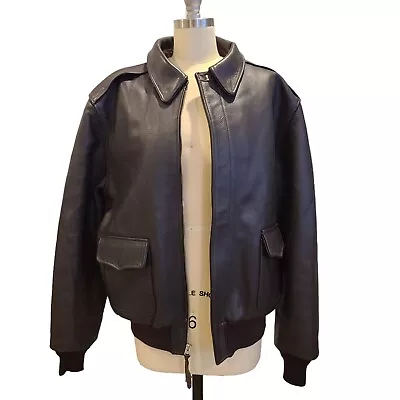 VTG Leather A-2 Bomber Aviator Insulated Mil Jacket US Authentic Mfg 42 Large • $225