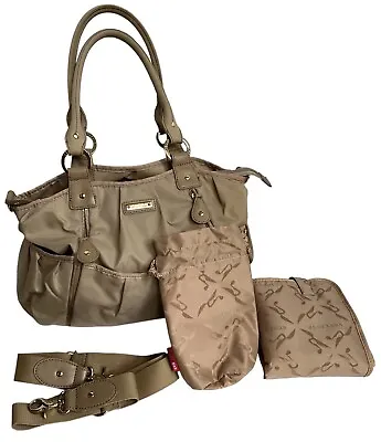 Storksak Olivia Nylon Diaper Bag Champagne Shoulder Strap Changing Pad Bottle • $32