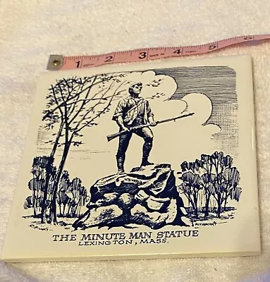 The Minute Man Ceramic Tile Art Print Trivet By Screen Craft Vintage • $10