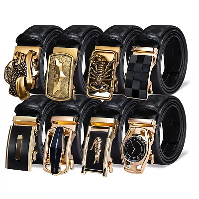 Genuine Leather Mens Ratchet Belt Belts For Men Adjustable Automatic Buckle • $23.99