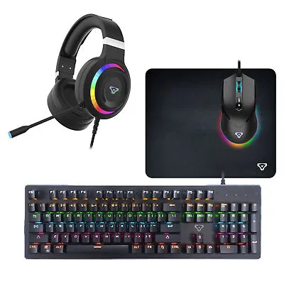 $69.99 • Buy 4 In 1 PC Gaming Set RGB LED Keyboard Mouse Headset & Mouse Pad Gamer Bundle