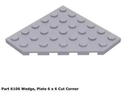 Lego 2x 6106 Light Bluish Gray Wedge Plate 6 X 6 Cut Corner 8039 • $6.75