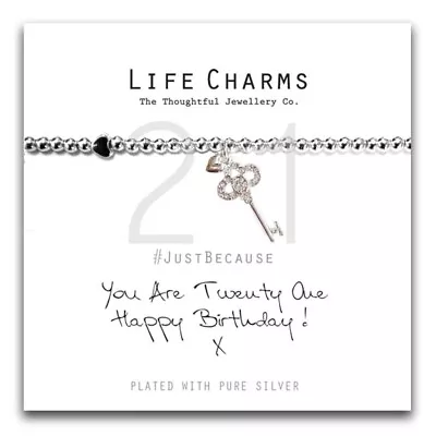 21st Birthday Bracelet – Life Charms Silver Plated Jewellery Gift For Her • £14.95