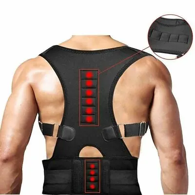 Back Posture Magnetic Shoulder Corrector Support Brace Belt Therapy Men Women • $11.16