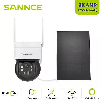 SANNCE 4MP Wireless PT Security IP Camera Solar Powered Two Way Talk Color Night • $50.57