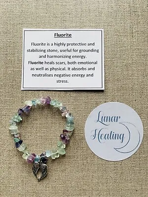 £5.50 • Buy Fluorite Healing Crystal Bracelet Positivity Grounding Protection