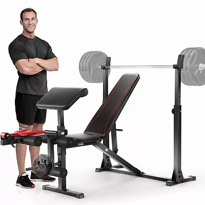 Adjustable Weight Bench 900lbs Olympic Weight Bench Set Exercise Home Ftness🎁 • $168.99