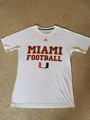 Adidas Miami Hurricanes Football White Ultimate Tee Size Small UM Logo T-shirt • $19.99