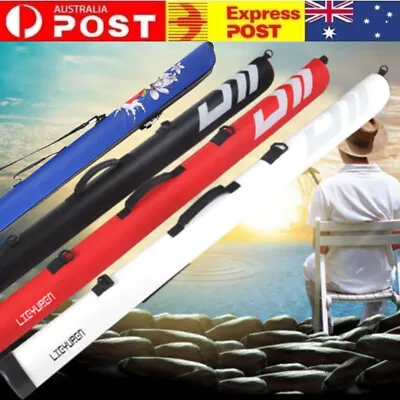 1.25m Hard PU Fishing Rod Bag Double-zip Design Fishing Pole Protective Case Bag • $37.99