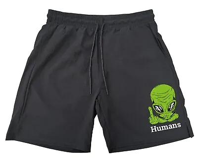 Men's Alien Finger Humans F174 Athletic Nylon Running Shorts Funny Area 51 UFO • $17.99