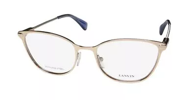 New Lanvin Vln095s Eyewear 08fe Italy Womens 52-18-140 Gold Full-rim Cat Eye • $79.95