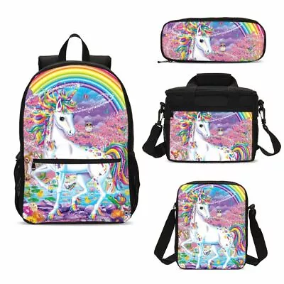 $16.48 • Buy Unicorn Rainbow Student Backpack Lunch Box Shoulder Bags Pencil Case Lot Bookbag