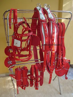 ( RED )  Double Horse Top Quality Nylon Driving Harness For Cart In 5 Sizes • $200