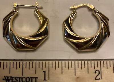 Vintage 14KT Yellow Gold Hollow Chunky Hoop Earrings • $160