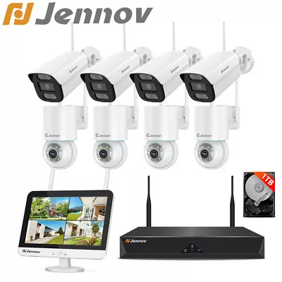 Jennov Wireless Security Camera System 5MP WiFi Home Outdoor IP Lot Cams 1TB NVR • $43.99