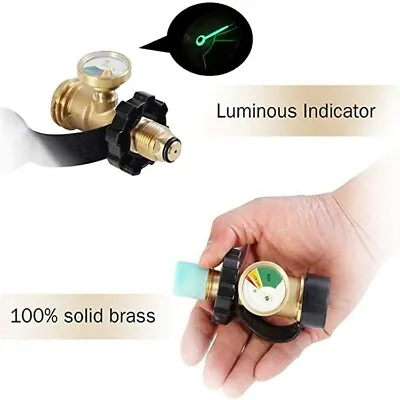 Portable Propane Gas Tank Brass Adapter Gauge LP Tank Valve BBQ  Indicator 43psi • $12.19