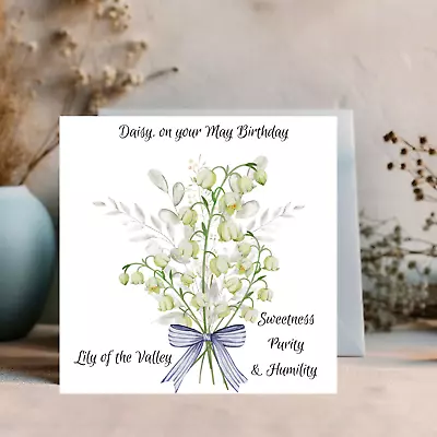 Personalised Birth Flower Birthday Card/May Birthday Card/Lily Of The Valley • £2.95