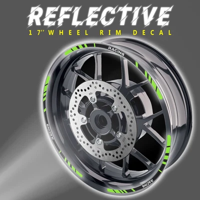 For Kawasaki Ninja 650 12-21 20 19 Reflective Wheel Sticker 17  Stripe02 GREEN • £20.84
