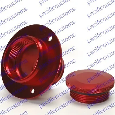 Aluminum Remote Fuel Filler With Billet Aluminum Cap For 2.0 Inch Hose RED • $94.95