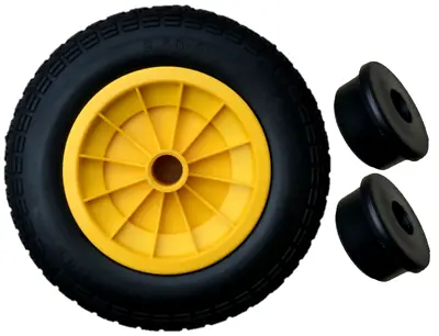 3.50/4.00-8 Yellow Solid 14  Puncture Proof Launching Trolley Wheel 20mm Bore • £15.95