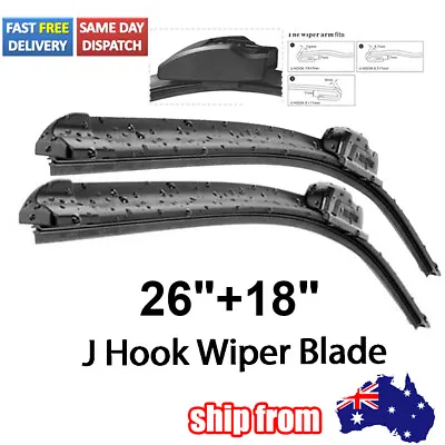 2Pcs/set Front Windscreen Wiper Blades Set For Hook U-type Arm 26  18  Rubber • $13.21