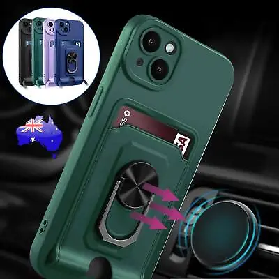 $9.89 • Buy For IPhone 11 12 Pro 7 8 Plus SE2 SE3 XR TPU Magnet Stand Card Holder Case Cover