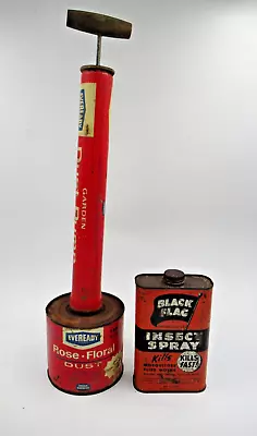 Vintage Black Flag Insect Spray With Eveready Pesticide Dust Pump. Empty Tins. • $14