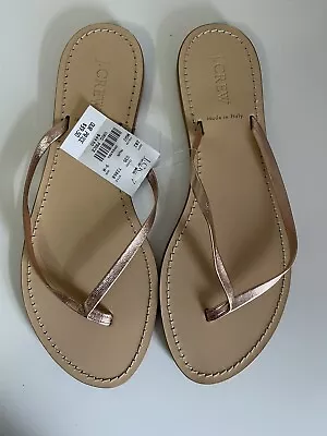 J.Crew Flip Flops Sandals Women Size 9 Rose Gold Leather Sandals  New • $19.99