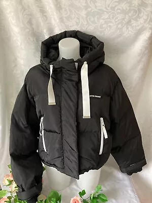 Urban Outfitters Iets Frans..Women Puffer Hooded Coat Size M Black/White New! • £31.55