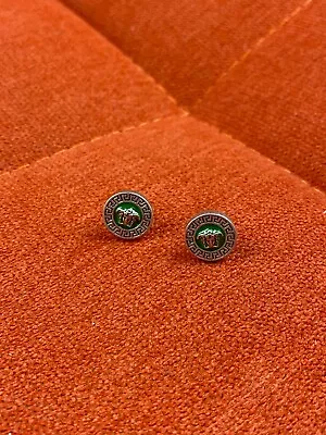 Versace Small Medusa Green With Silver Earrings Gold 20mm • $120