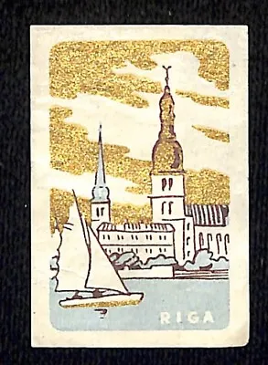 Vintage Matchbox Label Riga (Latvia) W/ Gilt-Gold Colored Ink C1950's-60's • $7.99