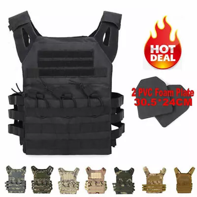 Military Tactical Vest JPC Airsoft Molle Combat Plate Carrier Paintball Hunting • $40.75