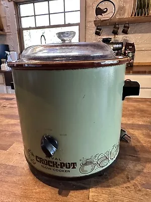 Vintage Rival  Avocado Green Crock Pot Slow Cooker Stoneware 3.5 Qt Model 3100/2 • $28