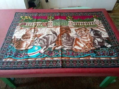 $99.99 • Buy Vintage Kittens Cats Playing Tapestry Large 56  X 39  Unbranded Wall Hanger