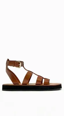 Zara Strappy Leather Cage Sandals UK Size 5 | Brand New • £60