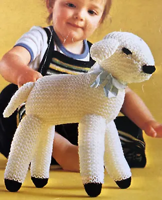 KNITTING PATTERN KNIT A TOY LAMB FOR EASTER EASY KNIT DK Pattern HEIGHT 10  -300 • £2.15